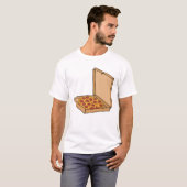 Pizza met peperoni in doos t-shirt (Voorkant volledig)