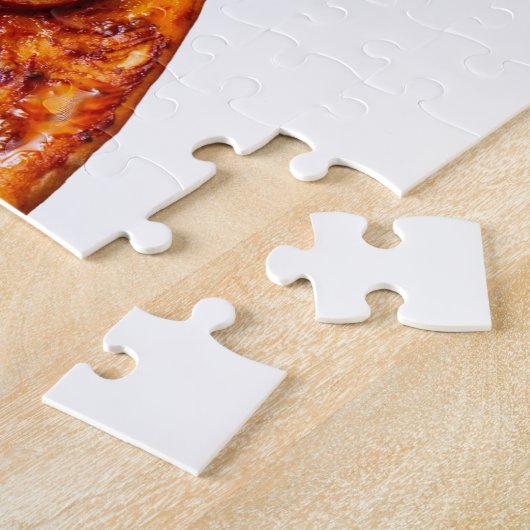 Pizza met pepperoni en worst legpuzzel (Zijkant)