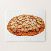 Pizza met pepperoni en worst legpuzzel (Horizontaal)