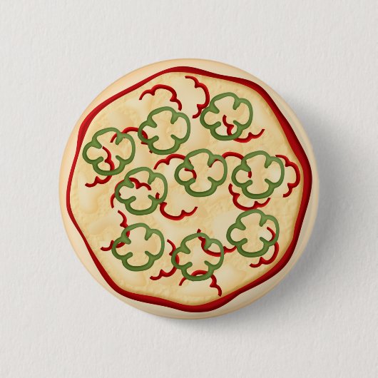 Pizza met rode en groene paprika's ronde button 5,7 cm (Voorkant)