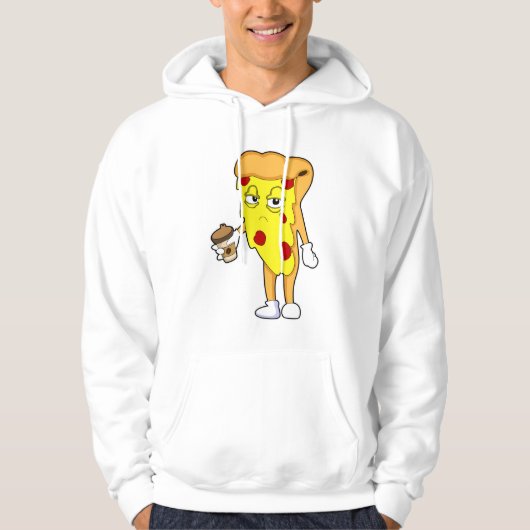 Pizza met Salami-kaas en koffie Hoodie (Voorkant)