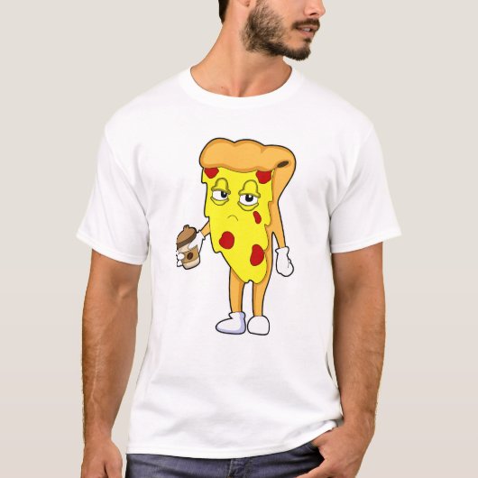 Pizza met Salami-kaas en koffie T-shirt (Voorkant)