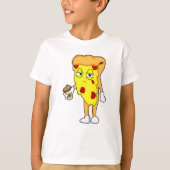 Pizza met Salami-kaas en koffie T-shirt (Voorkant)