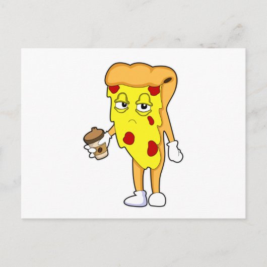 Pizza met salami kaas & koffie briefkaart (Voorkant)