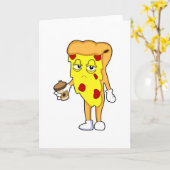 Pizza met Salami Kaas & Koffie Kaart (Gele Bloem)