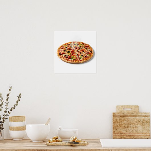 Pizza met stoom poster (Keuken)