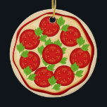 Pizza met tomaten keramisch ornament<br><div class="desc">Dit ontwerp is voorzien van pizza met tomaten. Geweldig om op elk moment van het jaar op te hangen, heb je een pizza-thema in je keuken? Hang dit ornament met andere pizza-ornamenten die ik in mijn winkel heb op haken in je keuken. Als u een pizzeria bezit, kunt u uw...</div>
