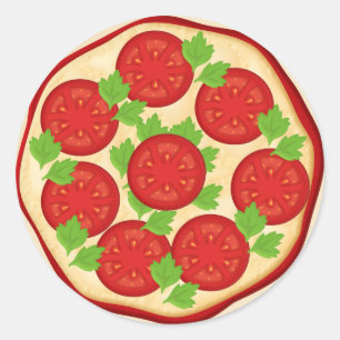 Pizza met tomaten ronde sticker