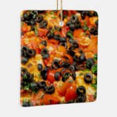 Pizza met zwarte olijven keramisch ornament (Rechts)