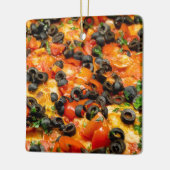 Pizza met zwarte olijven keramisch ornament (Links)
