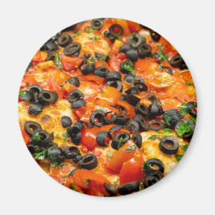 Pizza met zwarte olijven magneet