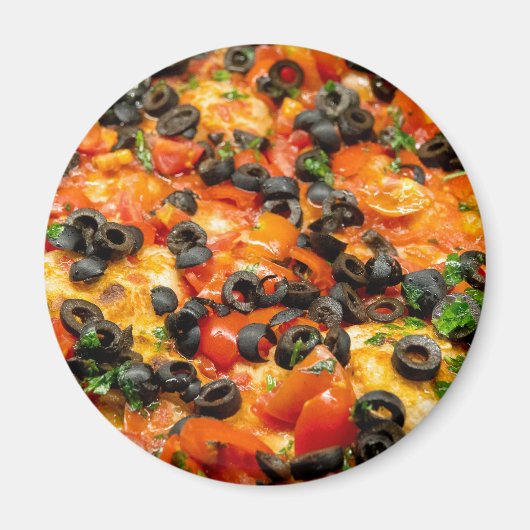 Pizza met zwarte olijven magneet (Voorkant)