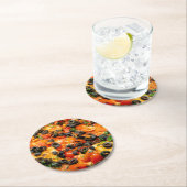 Pizza met zwarte olijven ronde kartonnen onderzetter (Insitu)