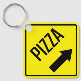 Pizza Metal Vierkante Sleutelhanger