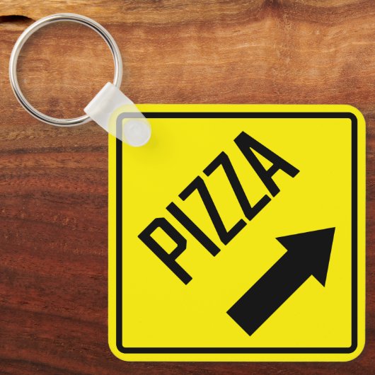 Pizza Metal Vierkante Sleutelhanger (Voorkant)