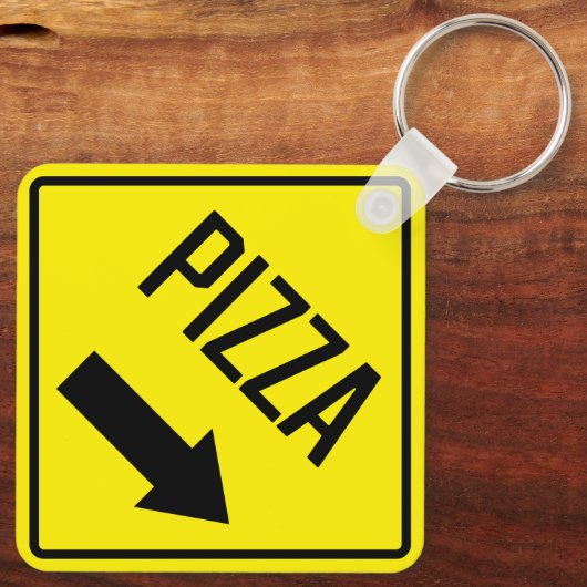 Pizza Metal Vierkante Sleutelhanger (Achterkant)