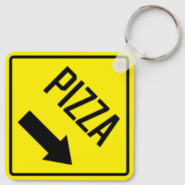 Pizza Metal Vierkante Sleutelhanger