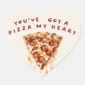 Pizza Mijn Hart Grappige Valentijnsdag Sticker (Voorkant)