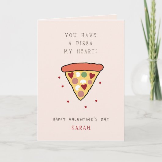 Pizza Mijn Hart Kinder Klaslokaal Valentijnsdag Kaart (Voorkant)