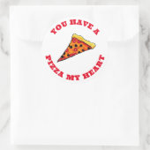 Pizza mijn hart ronde sticker (Tas)