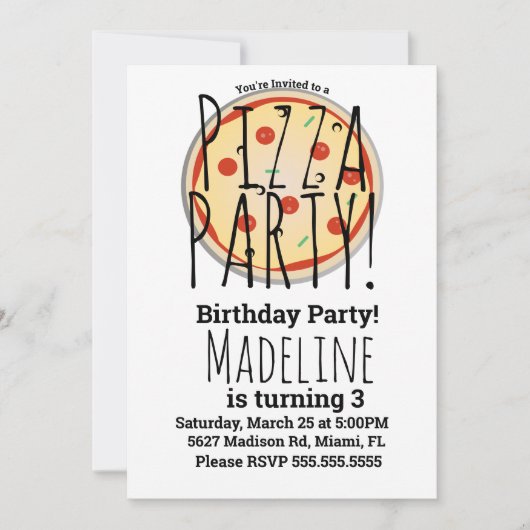 Pizza Mix Birthday Party Foodie Red Pset Kaart (Voorkant)