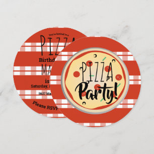 Pizza Mix Verjaardagsfeest Foodie Rood Geruit Kaart