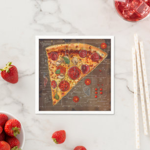 Pizza moderne blauwdruk servet