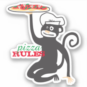 Pizza Monkey chef-kok pet junk food pizzaregels Sticker