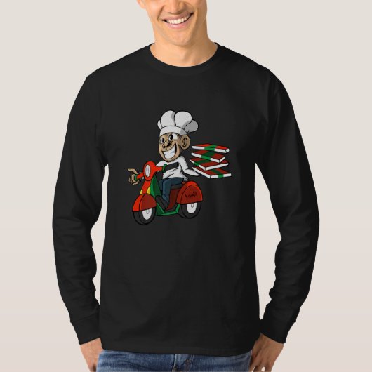 Pizza Monkey Pizzeria Delivery Service Pizza Deliv T-shirt (Voorkant)