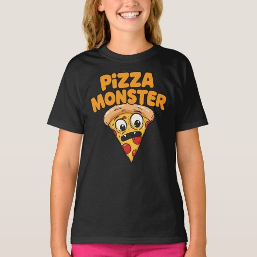 PIZZA MONSTER Grappig T-shirt (Voorkant)