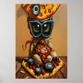 Pizza monster met bril | AI Art Poster (Voorkant)