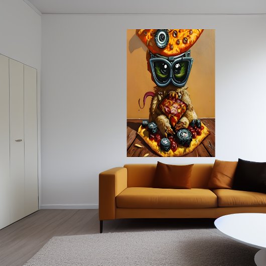 Pizza monster met bril | AI Art Poster