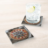 Pizza Month October Glass Coaster  Glazen Onderzetter (Schuin)