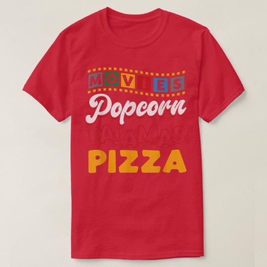 Pizza Movie Watching Lover Popcorn T-shirt (Design voorkant)