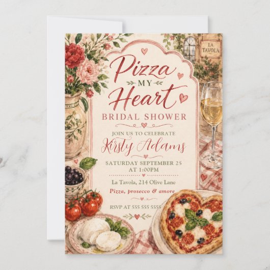 Pizza My Heart Bruiloftsborrel Kaart (Voorkant)