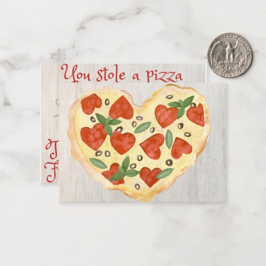 Pizza My Heart Kinder Classroom Valentijn Kaarten Notitiekaartje (Voorkant / Achterkant in situ)