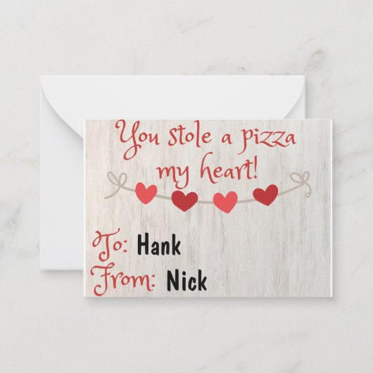 Pizza My Heart Kinder Classroom Valentijn Kaarten Notitiekaartje (Achterkant)
