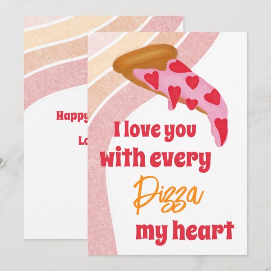Pizza My Heart Schattigee Valentijn's Day Feestdagenkaart (Voorkant / Achterkant)