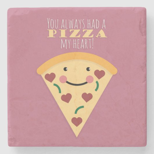 Pizza My Heart Stenen Onderzetter (Voorkant)
