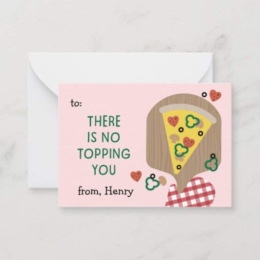 Pizza My Heart valentijn Pink Note Card Notitiekaartje (Voorkant)