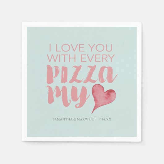 Pizza My Heart Valentijns Thema Servet (Voorkant)