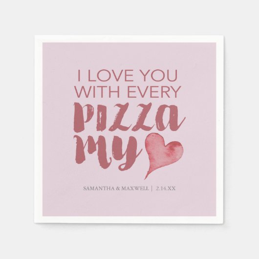 Pizza My Heart Valentijnsdag Thema Servet (Voorkant)