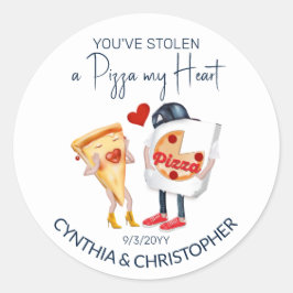Pizza My Heart Wedding Ronde Sticker