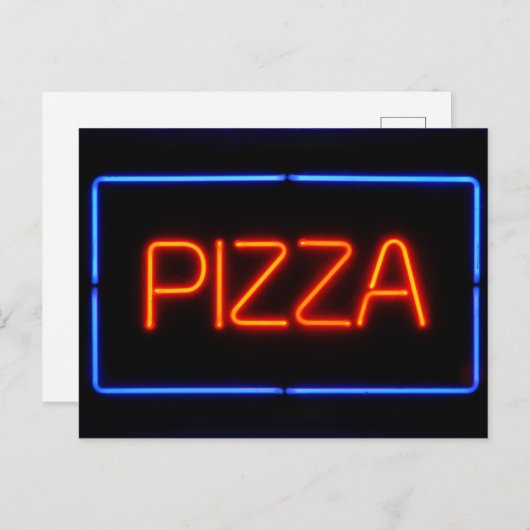 PIZZA Neon Sign Briefkaart (Voorkant / Achterkant)