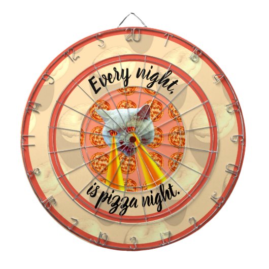 Pizza Night Cat Dart Board Dartbord (Voorkant)