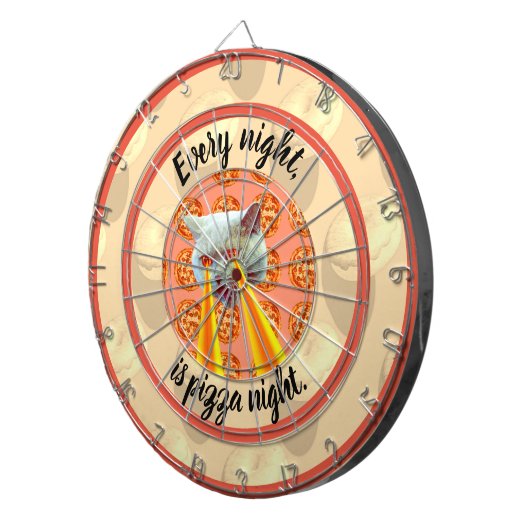Pizza Night Cat Dart Board Dartbord (Voorkant Rechts)