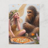 Pizza Night Sasquatch en de fee Briefkaart (Voorkant)