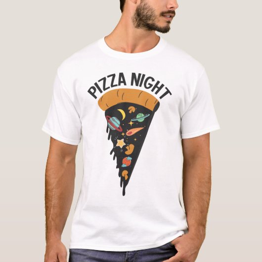 Pizza Night Space T-shirt (Voorkant)