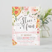 Pizza nodigt Pizza uit om 1e verjaardag te vieren Kaart (Staand voorkant)