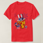 Pizza ons Amerikaanse vlag Red White Blue Pet Fire T-shirt (Design voorkant)